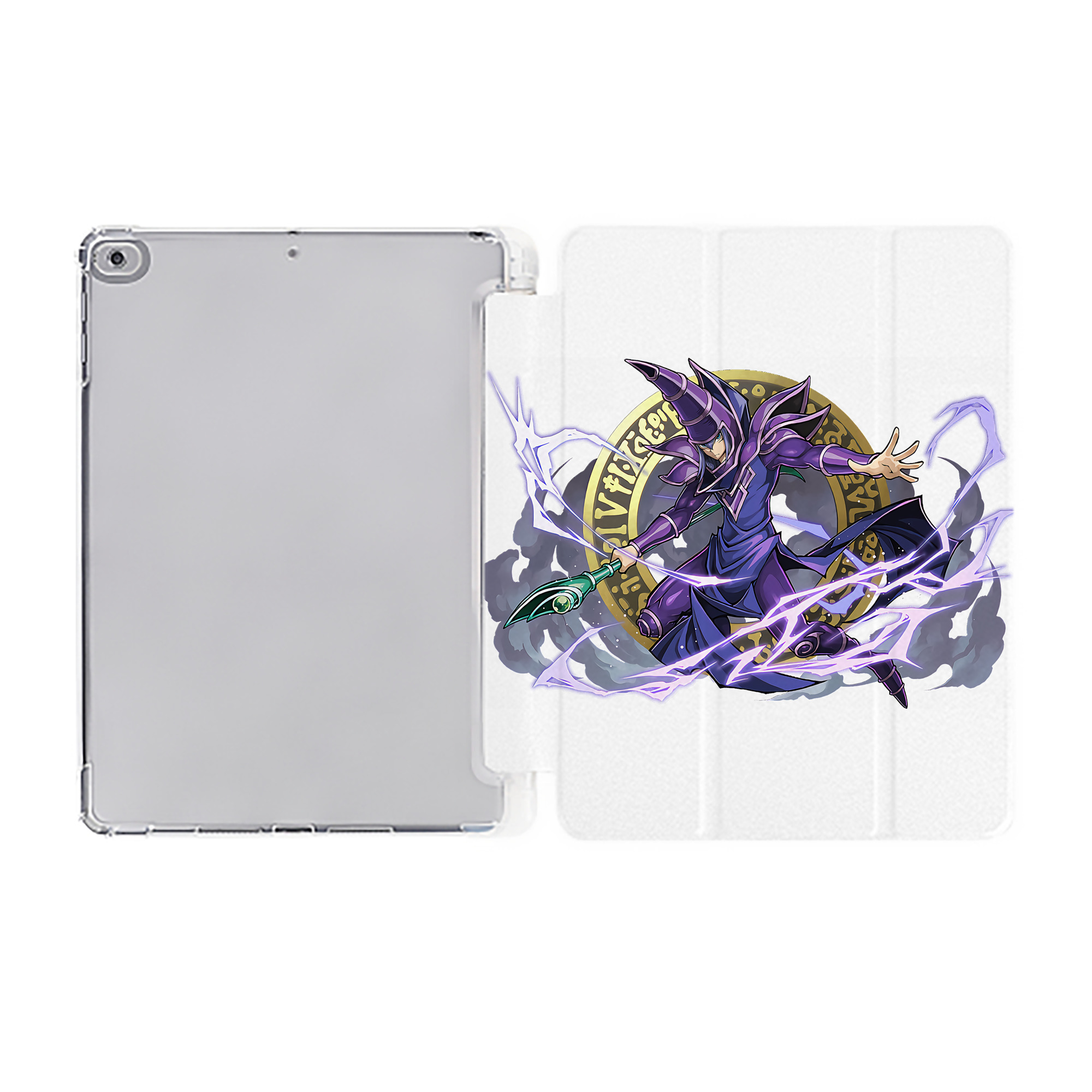 （画像用） 遊☆戯☆王 Yu-Gi-Oh! IPad ケース ペン収納付き 三つ折りスタンド PUレザー×シリコン 対応機種9.5/10.5/10.9インチ